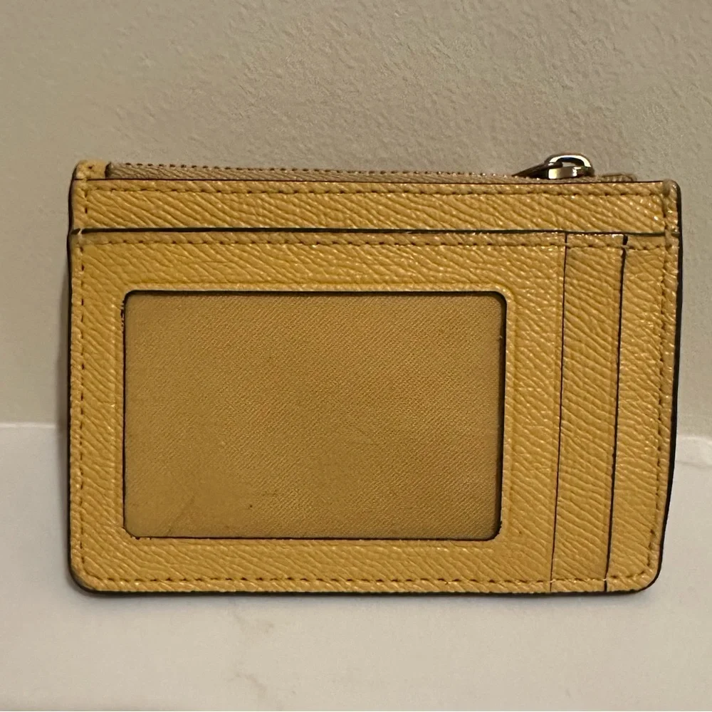 Coach Mustard Leather Card Pouch - Picture 3 of 4